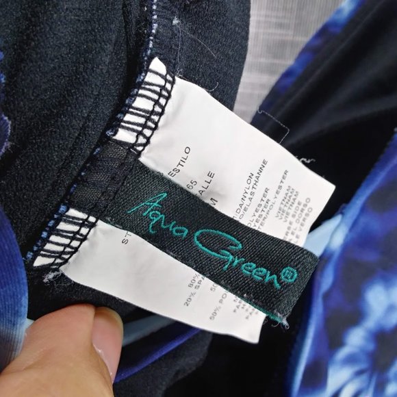 Aqua Green Blue Tie Dye One Piece Swimsuit Medium - Picture 4 of 4